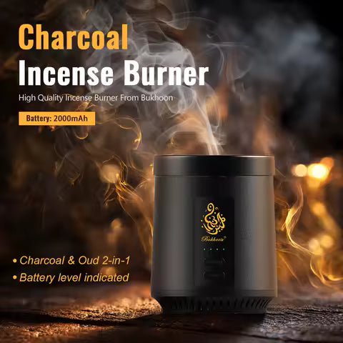 مبخرة كهربائية محمولة قابلة للشحن – مبخرة بخور وعود بدون فحم Portable Electric Bakhoor Burner – Rechargeable Smokeless Oud & Incense Burner