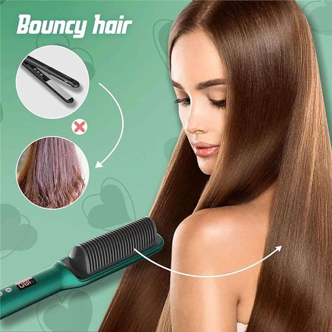 Professional Hair Straightener Comb | Fast 15-Second Heating Ceramic Styling Brush