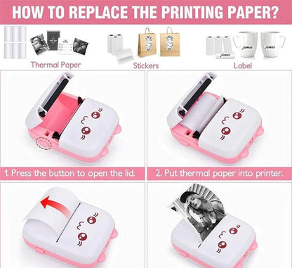 Portable Bluetooth Mini Thermal Printer | 200 DPI Inkless Pocket Label & Photo Printer