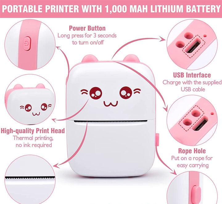 Portable Bluetooth Mini Thermal Printer | 200 DPI Inkless Pocket Label & Photo Printer