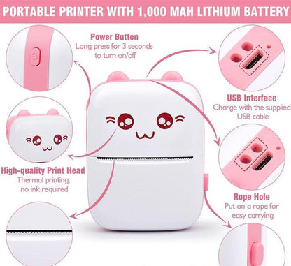 Portable Bluetooth Mini Thermal Printer | 200 DPI Inkless Pocket Label & Photo Printer